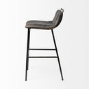 Mercana Kavalan 37.5" Total Height Ebony Leather Seat Black Metal Frame Bar Stool