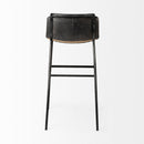 Mercana Kavalan 37.5" Total Height Ebony Leather Seat Black Metal Frame Bar Stool