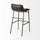 Mercana Kavalan 37.5" Total Height Ebony Leather Seat Black Metal Frame Bar Stool