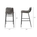 Mercana Kavalan 37.5" Total Height Ebony Leather Seat Black Metal Frame Bar Stool