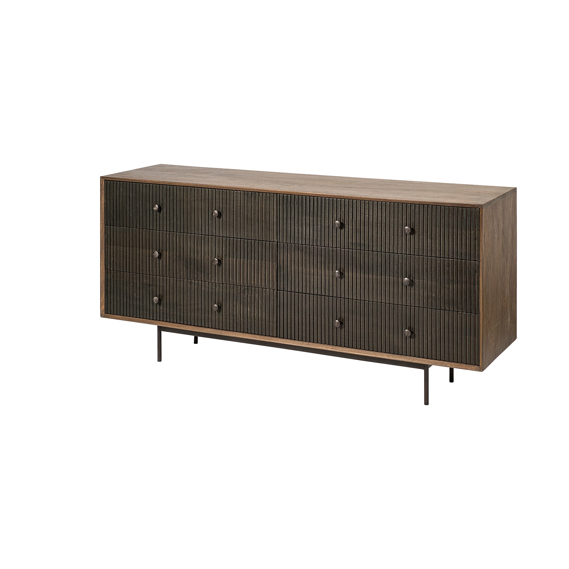 Mercana Grace Two-Tone Brown Solid Wood 6 Drawer Sideboard