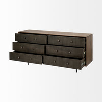 Mercana Grace Two-Tone Brown Solid Wood 6 Drawer Sideboard