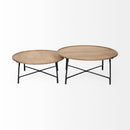 Mercana Helios (Set of 2) Brown Solid Wood Top Black Metal Base Nesting Coffee Tables