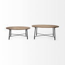 Mercana Helios (Set of 2) Brown Solid Wood Top Black Metal Base Nesting Coffee Tables