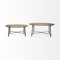 Mercana Helios (Set of 2) Brown Solid Wood Top Black Metal Base Nesting Coffee Tables