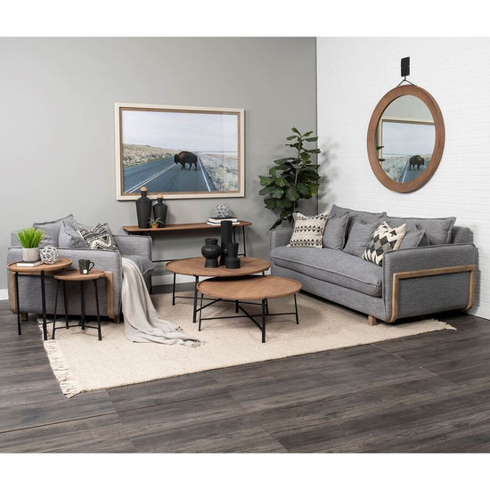 Mercana Helios (Set of 2) Brown Solid Wood Top Black Metal Base Nesting Coffee Tables