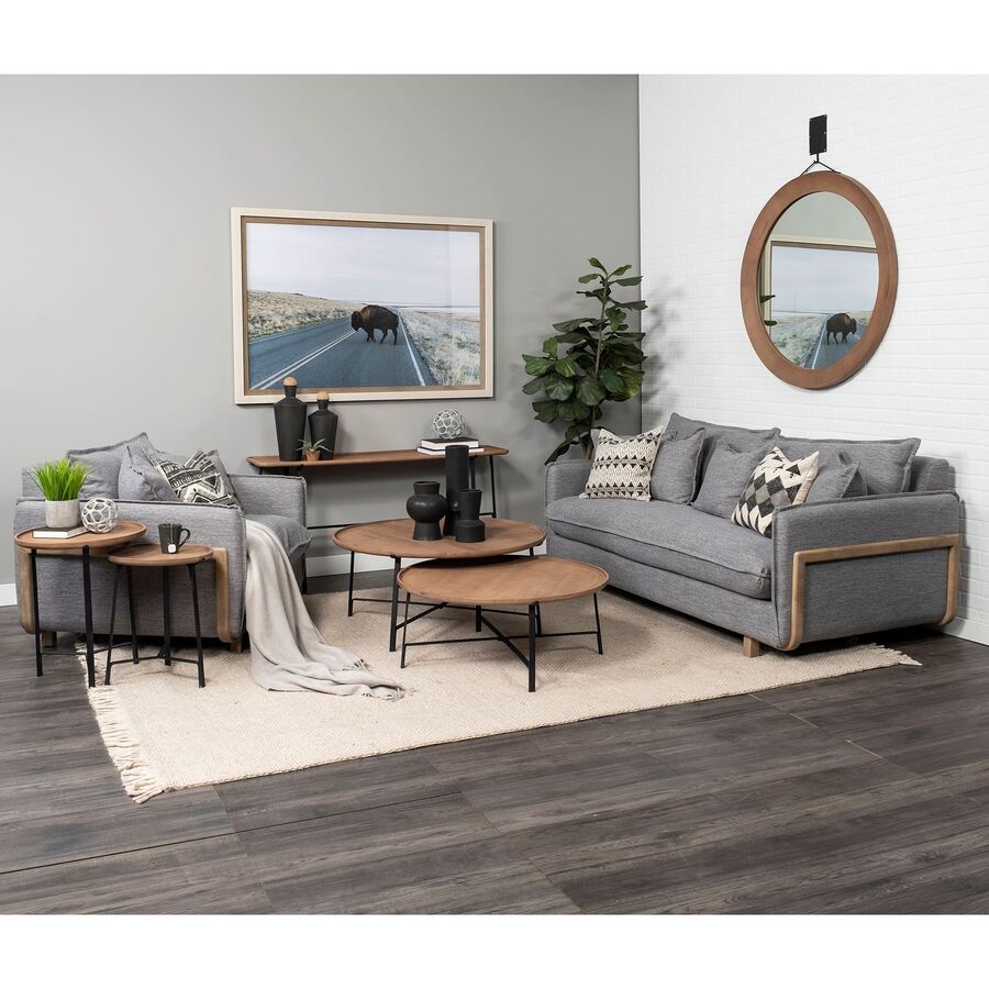 Mercana Helios (Set of 2) Brown Solid Wood Top Black Metal Base Nesting Coffee Tables