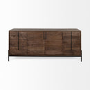Mercana Glenn VI Dark Brown Wood Frame with Black Iron Accent 6 Drawer 2 Door Cabinet Sideboard