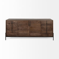 Mercana Glenn VI Dark Brown Wood Frame with Black Iron Accent 6 Drawer 2 Door Cabinet Sideboard