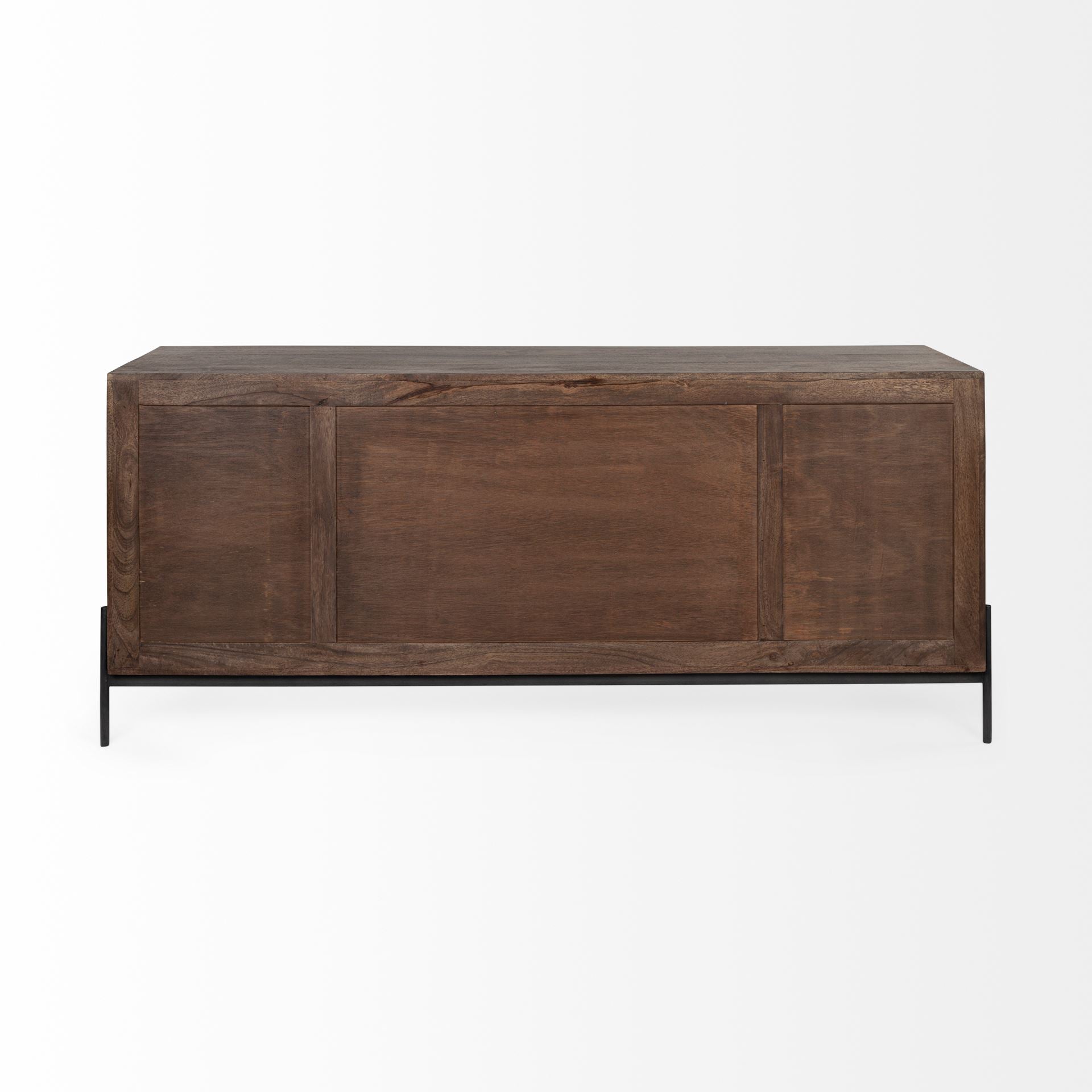 Mercana Glenn VI Dark Brown Wood Frame with Black Iron Accent 6 Drawer 2 Door Cabinet Sideboard