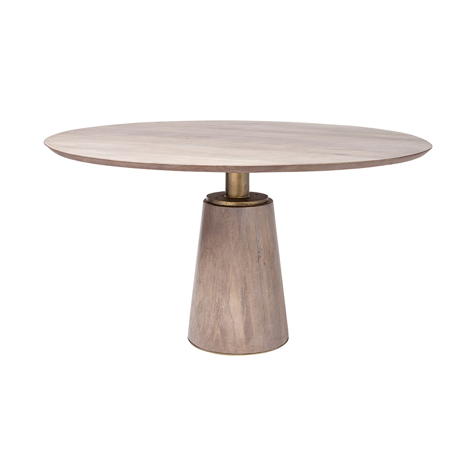 Mercana Maxwell 54" Brown Solid Wood Top Brown Metal/Wood Base Dining Table