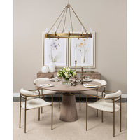 Mercana Maxwell 54" Brown Solid Wood Top Brown Metal/Wood Base Dining Table