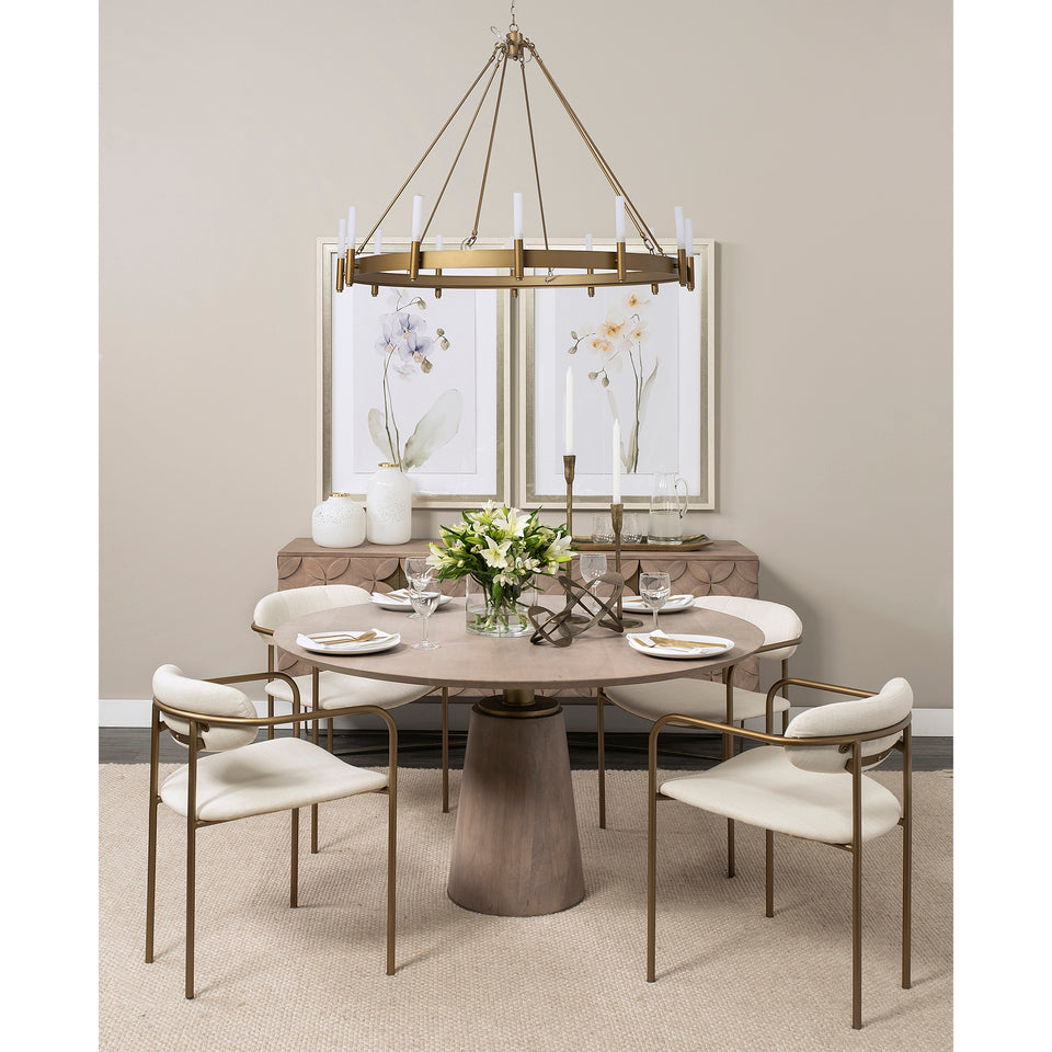 Mercana Maxwell 54" Brown Solid Wood Top Brown Metal/Wood Base Dining Table