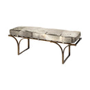Mercana Jessie 55L x 16W White/Gray Hair-On-Hide Seat With Gold Metal Base Accent Bench