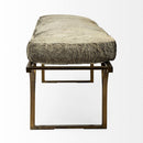 Mercana Jessie 55L x 16W White/Gray Hair-On-Hide Seat With Gold Metal Base Accent Bench