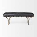Mercana Jessie 55L x 16W Black Leather Seat With Gold Metal Base Accent Bench