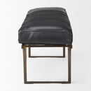 Mercana Jessie 55L x 16W Black Leather Seat With Gold Metal Base Accent Bench