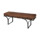 Mercana Jessie 55L x 16W Black Leather Seat With Gold Metal Base Accent Bench