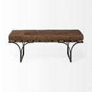 Mercana Jessie 55L x 16W Black Leather Seat With Gold Metal Base Accent Bench