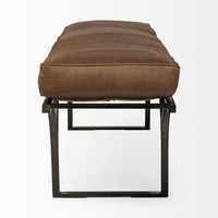 Mercana Jessie 55L x 16W Black Leather Seat With Gold Metal Base Accent Bench