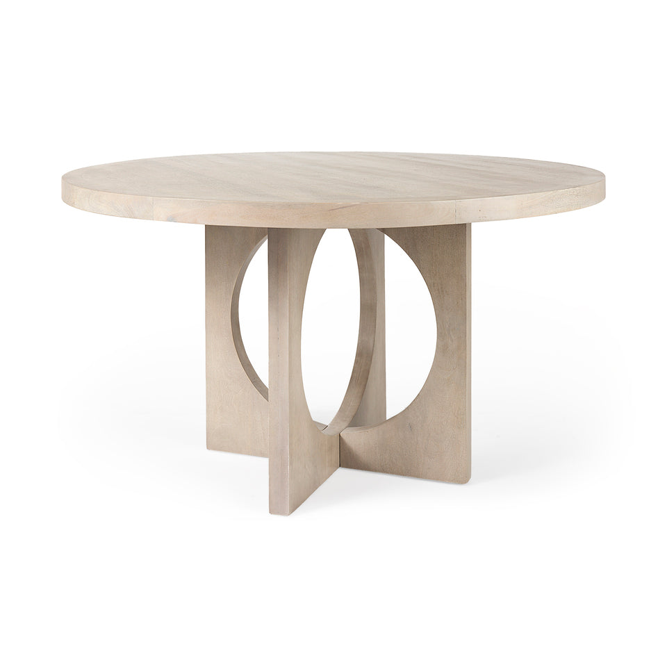Mercana Liesl 54.L x 54.0W x 30.0H Barely Gray Finished Wood With Circular Top Dining Table