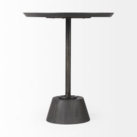 Mercana Maxwell 20" Round Dark Brown Wood With Black Metal Pedestal Side Table