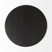 Mercana Maxwell 20" Round Dark Brown Wood With Black Metal Pedestal Side Table