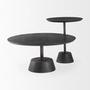 Mercana Maxwell 20" Round Dark Brown Wood With Black Metal Pedestal Side Table