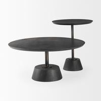 Mercana Maxwell 20" Round Dark Brown Wood With Black Metal Pedestal Side Table