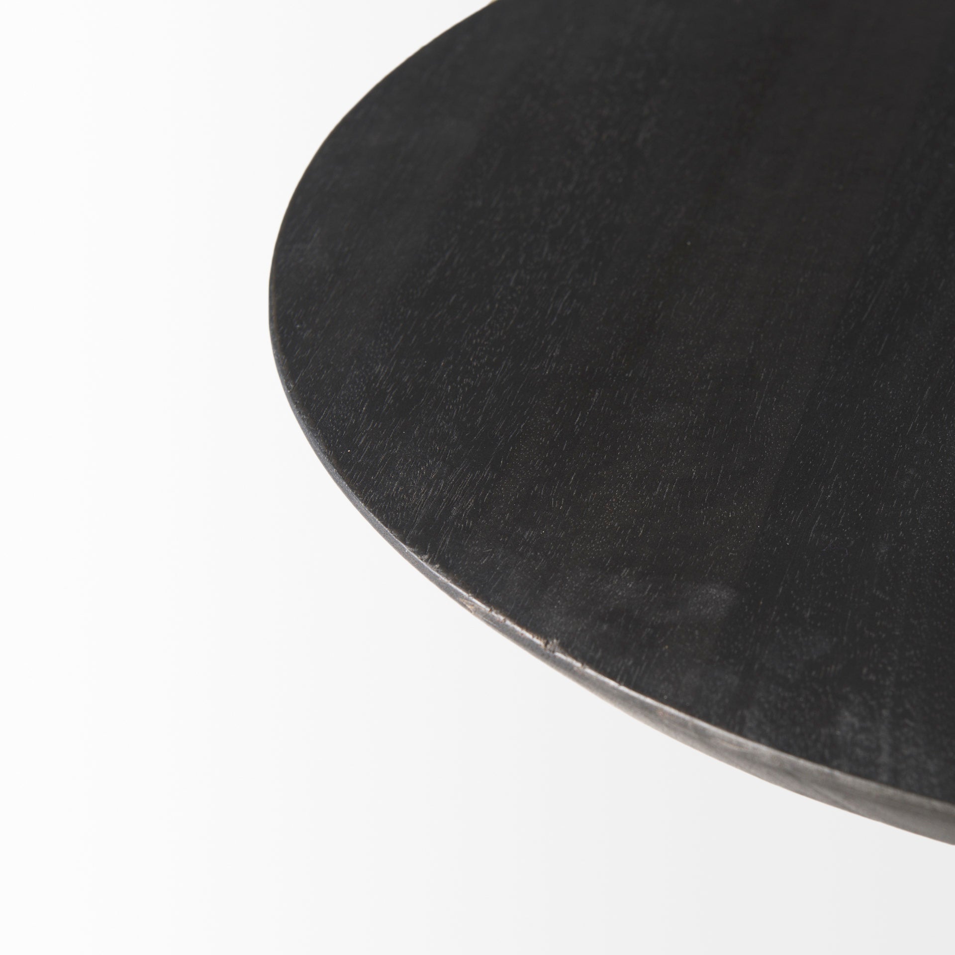 Mercana Maxwell 20" Round Dark Brown Wood With Black Metal Pedestal Side Table
