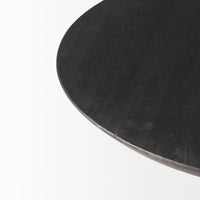 Mercana Maxwell 20" Round Dark Brown Wood With Black Metal Pedestal Side Table