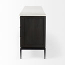 Mercana Divina Black-Brown Wood with White Marble Top and Black Metal Base Sideboard
