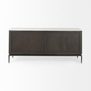 Mercana Divina Black-Brown Wood with White Marble Top and Black Metal Base Sideboard