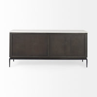 Mercana Divina Black-Brown Wood with White Marble Top and Black Metal Base Sideboard