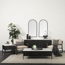 Mercana Divina Black-Brown Wood with White Marble Top and Black Metal Base Sideboard
