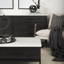 Mercana Divina Black-Brown Wood with White Marble Top and Black Metal Base Sideboard