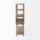 Mercana Arelius Light Brown Wood with Black Metal Base Display Cabinet