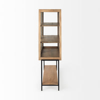 Mercana Arelius Light Brown Wood with Black Metal Base Display Cabinet