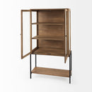 Mercana Arelius Light Brown Wood with Black Metal Base Display Cabinet