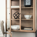 Mercana Arelius Light Brown Wood with Black Metal Base Display Cabinet