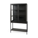 Mercana Arelius Light Brown Wood with Black Metal Base Display Cabinet
