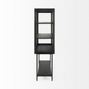 Mercana Arelius Light Brown Wood with Black Metal Base Display Cabinet