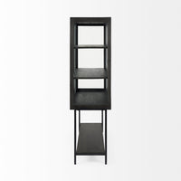 Mercana Arelius Light Brown Wood with Black Metal Base Display Cabinet