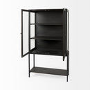 Mercana Arelius Light Brown Wood with Black Metal Base Display Cabinet