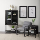 Mercana Arelius Light Brown Wood with Black Metal Base Display Cabinet