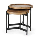 Mercana Marquisa (Set of 2) 22.5L x 22.5W x 20.8H Light Brown Wood With Black Metal Base Nesting Side Tables