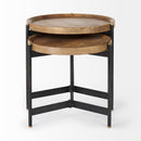 Mercana Marquisa (Set of 2) 22.5L x 22.5W x 20.8H Light Brown Wood With Black Metal Base Nesting Side Tables