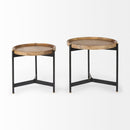 Mercana Marquisa (Set of 2) 22.5L x 22.5W x 20.8H Light Brown Wood With Black Metal Base Nesting Side Tables