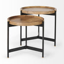 Mercana Marquisa (Set of 2) 22.5L x 22.5W x 20.8H Light Brown Wood With Black Metal Base Nesting Side Tables