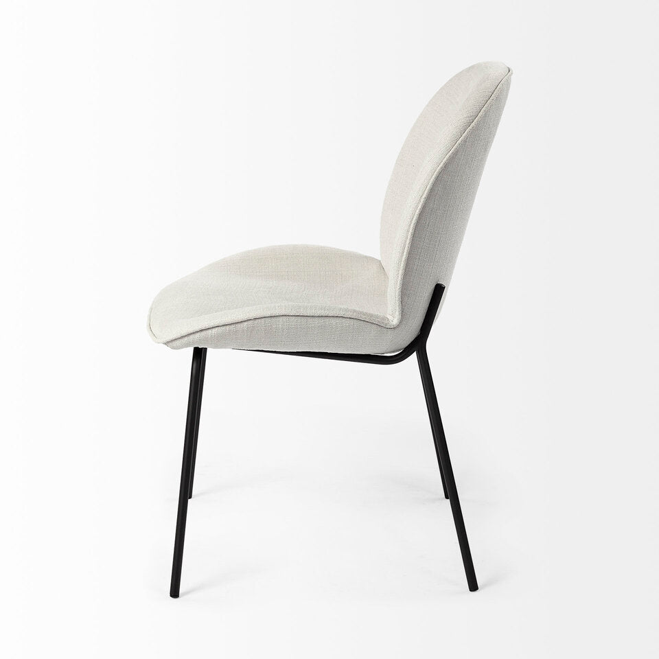 Mercana Inala White Fabric Seat Black Metal Frame Dining Chair